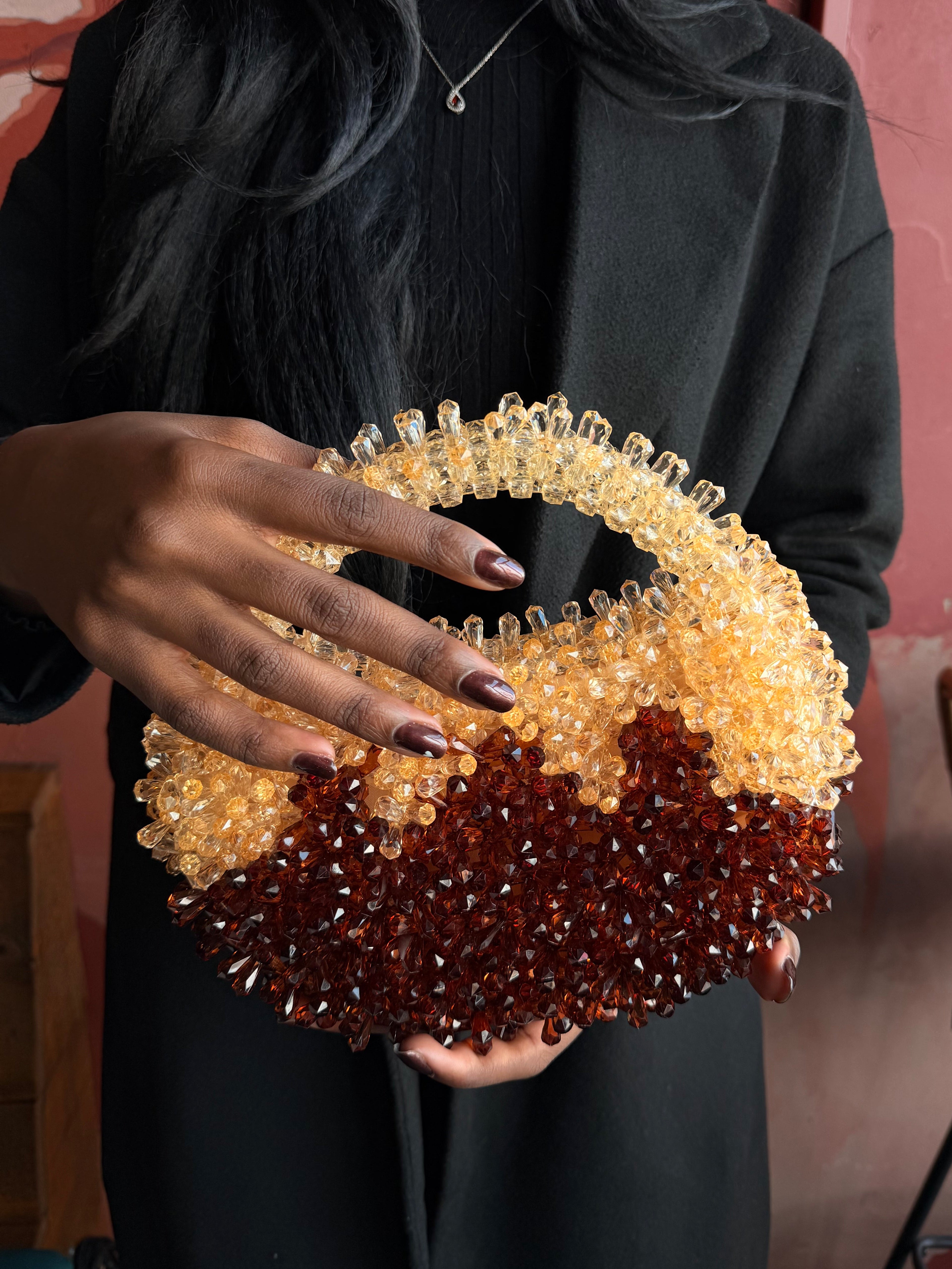 BROWN MIX MOON BAG