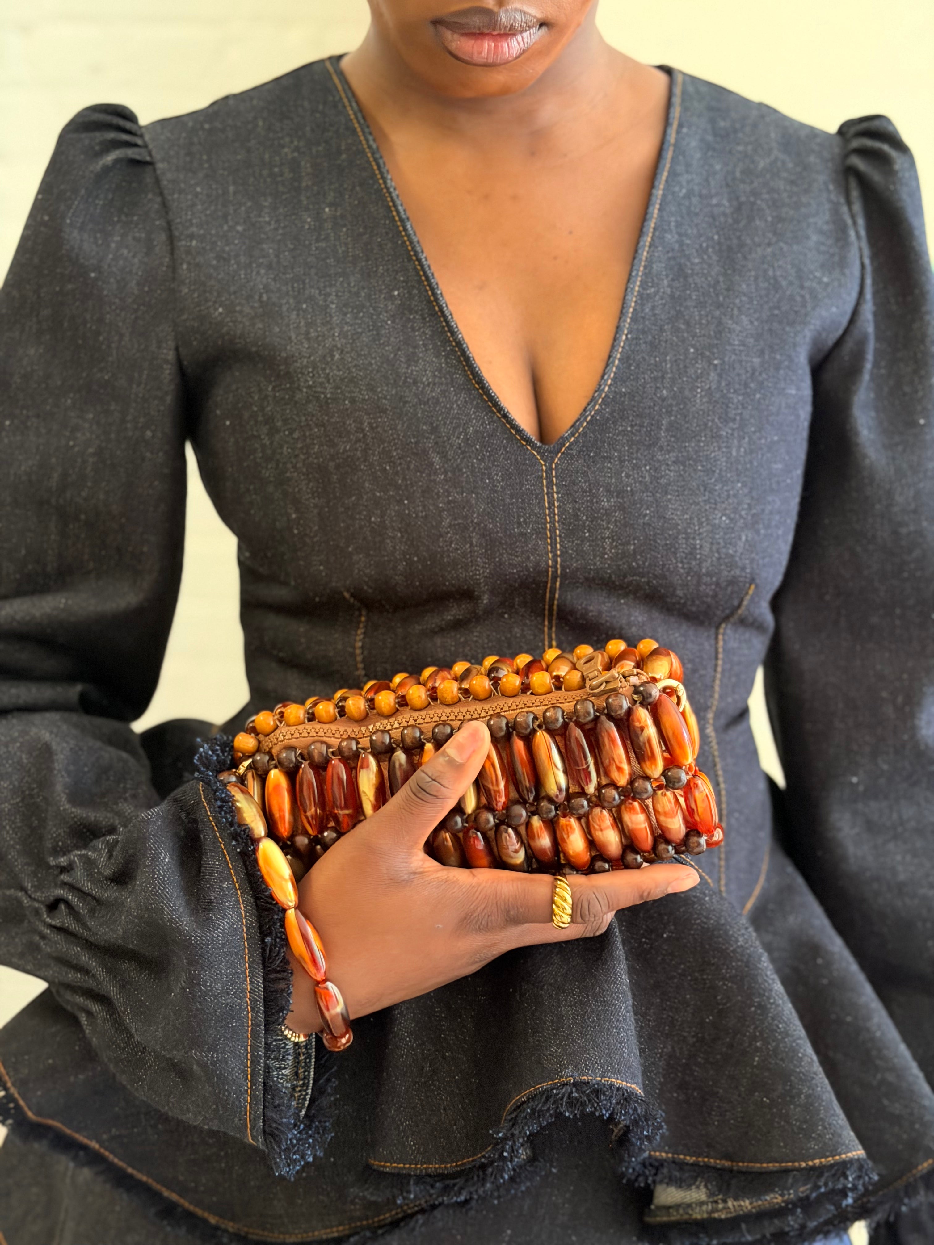 BROWN WALNUT AYRA CLUTCH